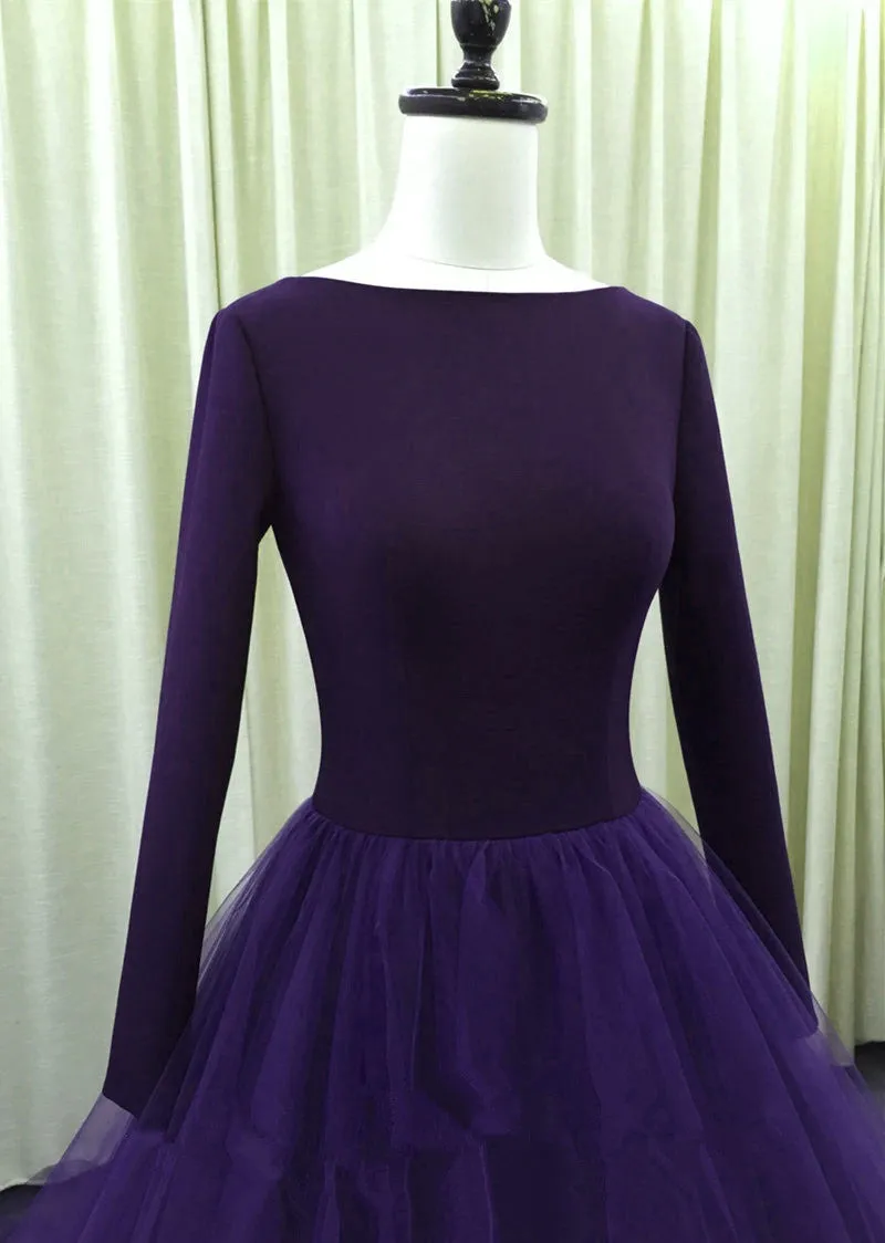 Gorgeous Spandex and Tulle Ball Gown Evening Dress, Purple Party Dress