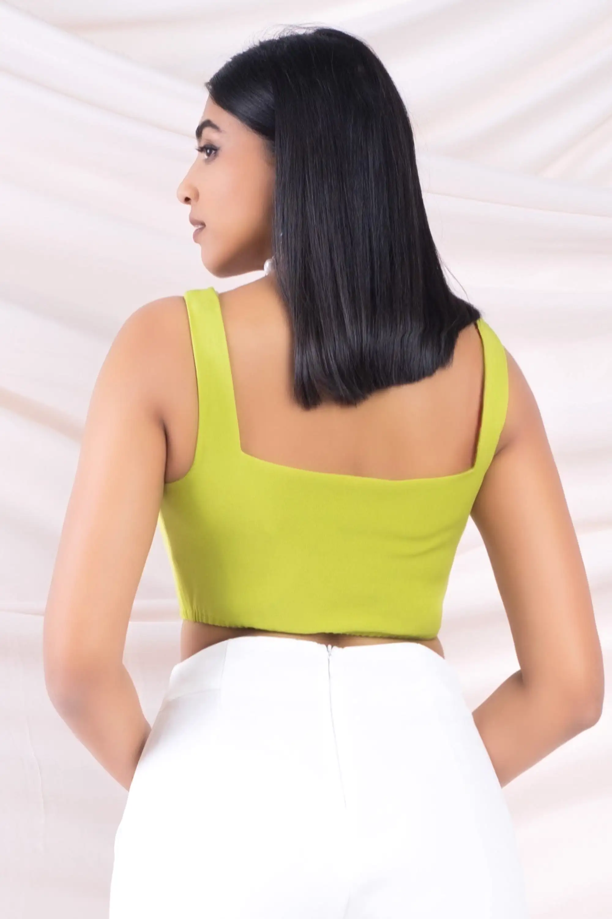 Green Square Neck Crop Top