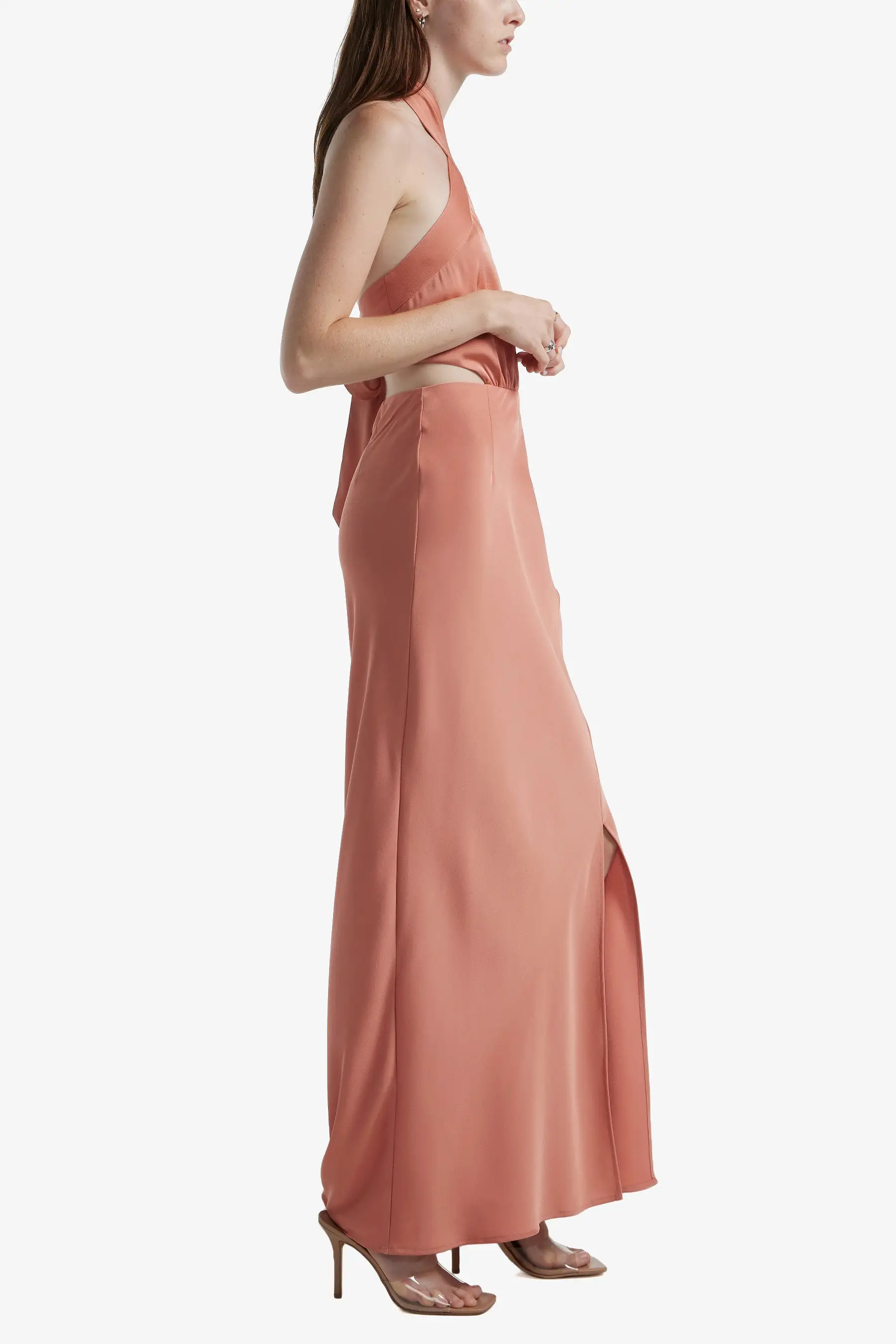 Halter Neck Side Slit Gown