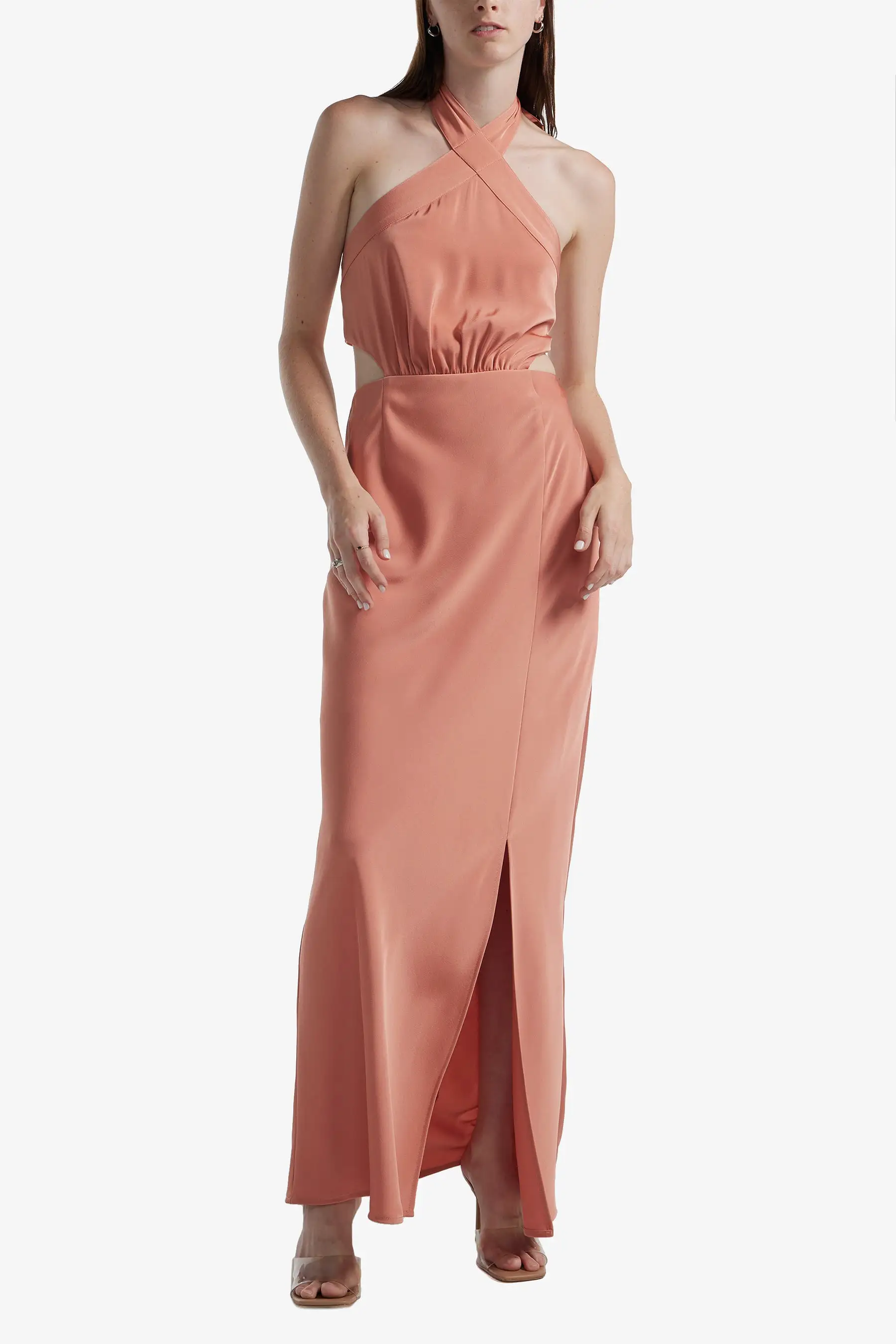 Halter Neck Side Slit Gown