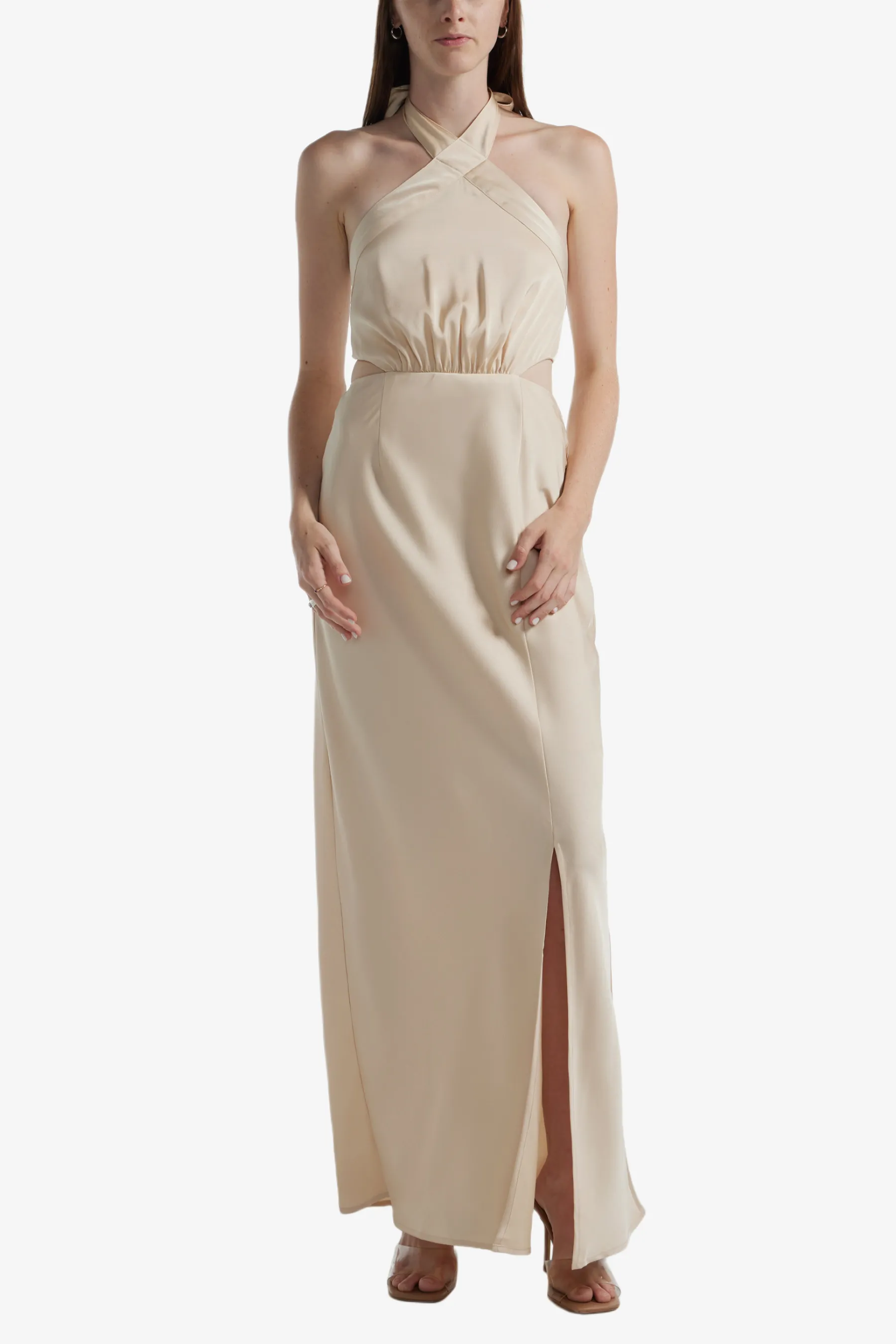 Halter Neck Side Slit Gown