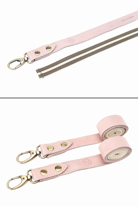 Interchangeable Pink Leather with Grey & White Strap