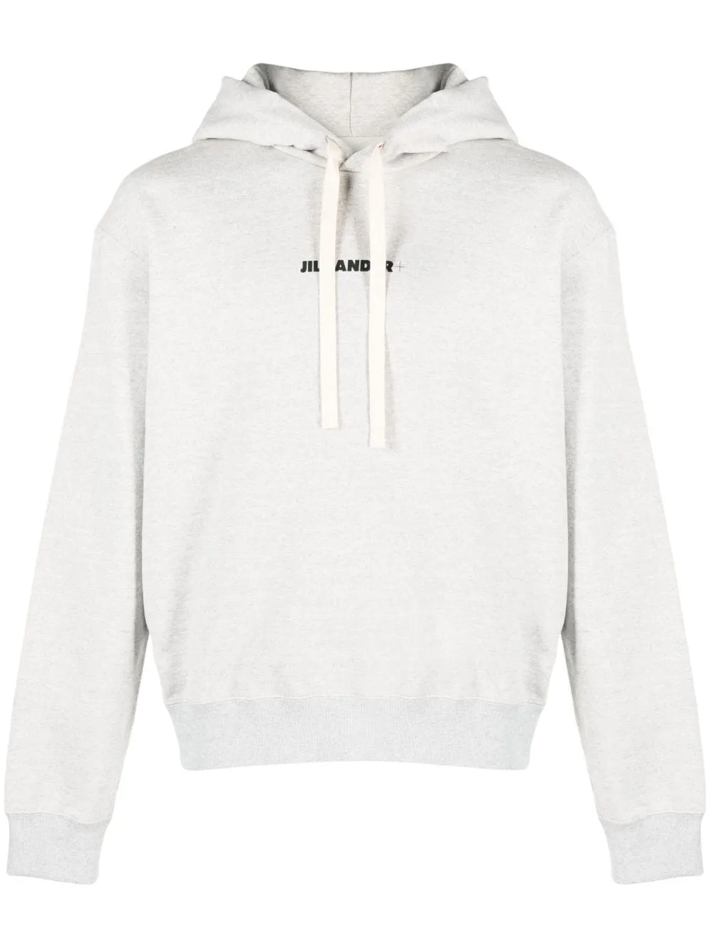 JIL SANDER Heather Grey Cotton Logo Hoodie for Men