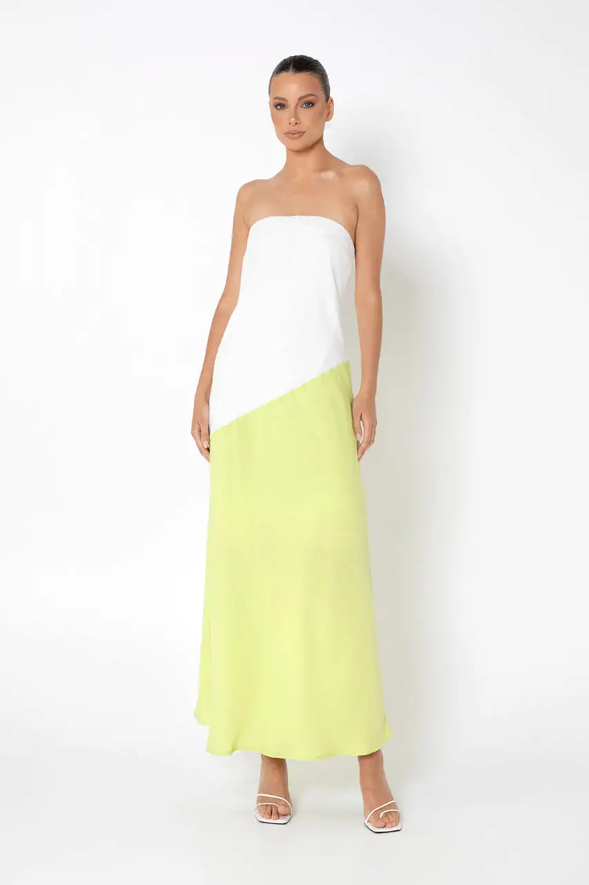 Joanna Maxi Dress | White & Green