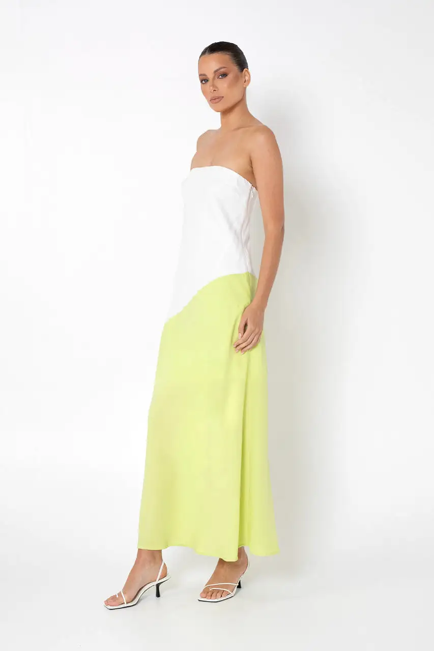 Joanna Maxi Dress | White & Green