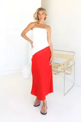 Joanna Maxi Dress | White & Red