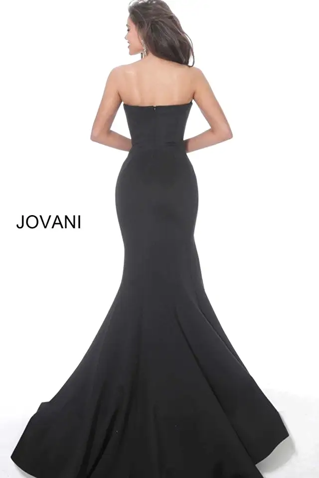 Jovani 94366 Strapless Straight Neck Scuba Evening Gown