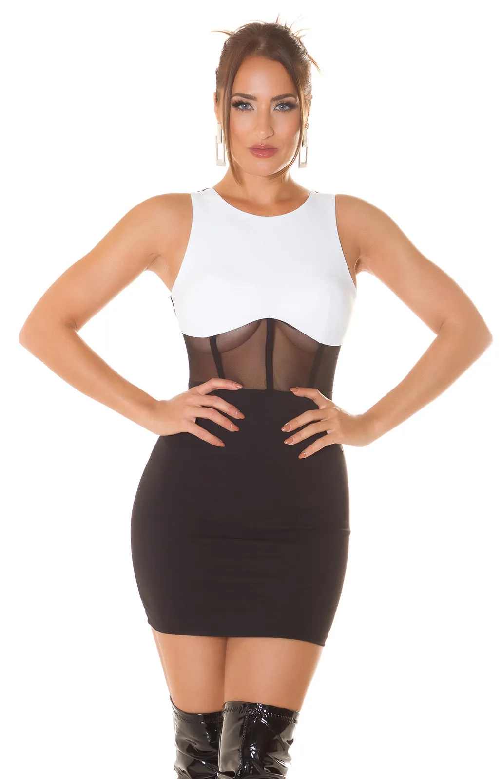 Koucla Mini Fashion Evening Dress With Mesh Details