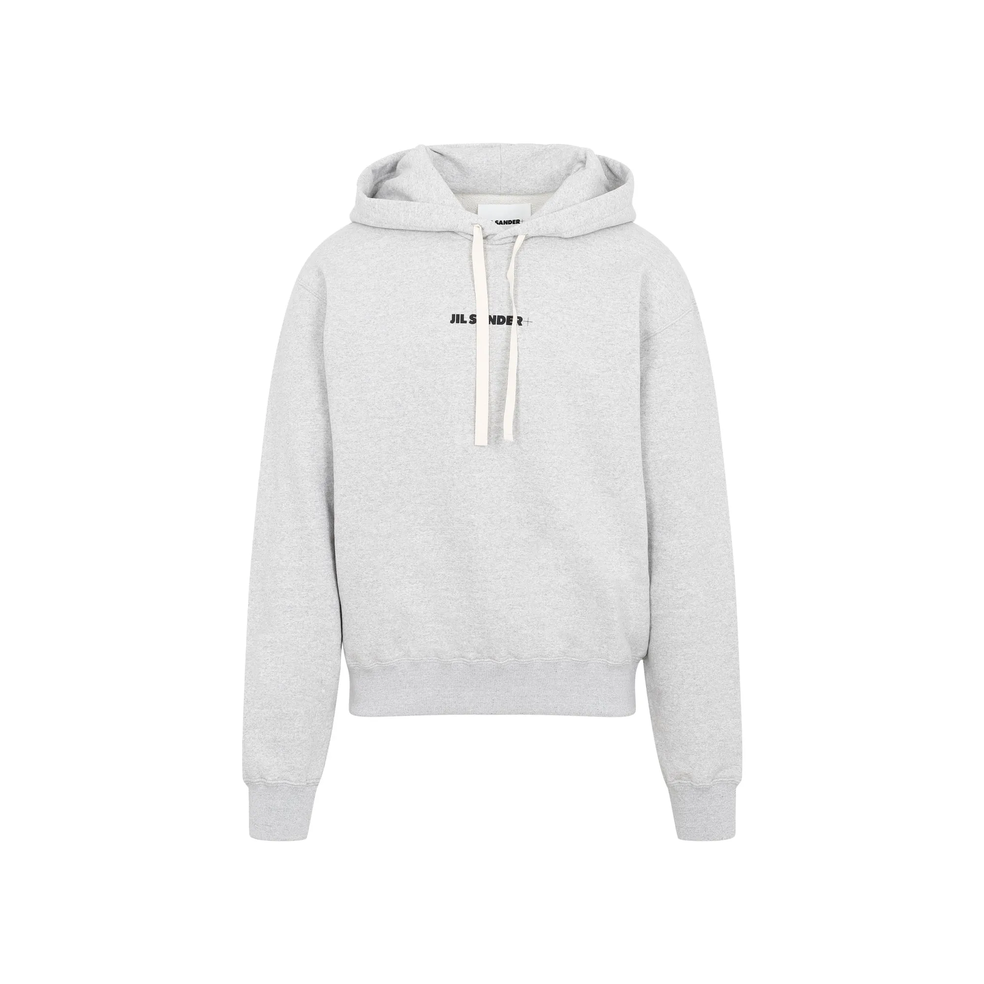 LIGHT GREY COTTON HOODIE WITH LOGO