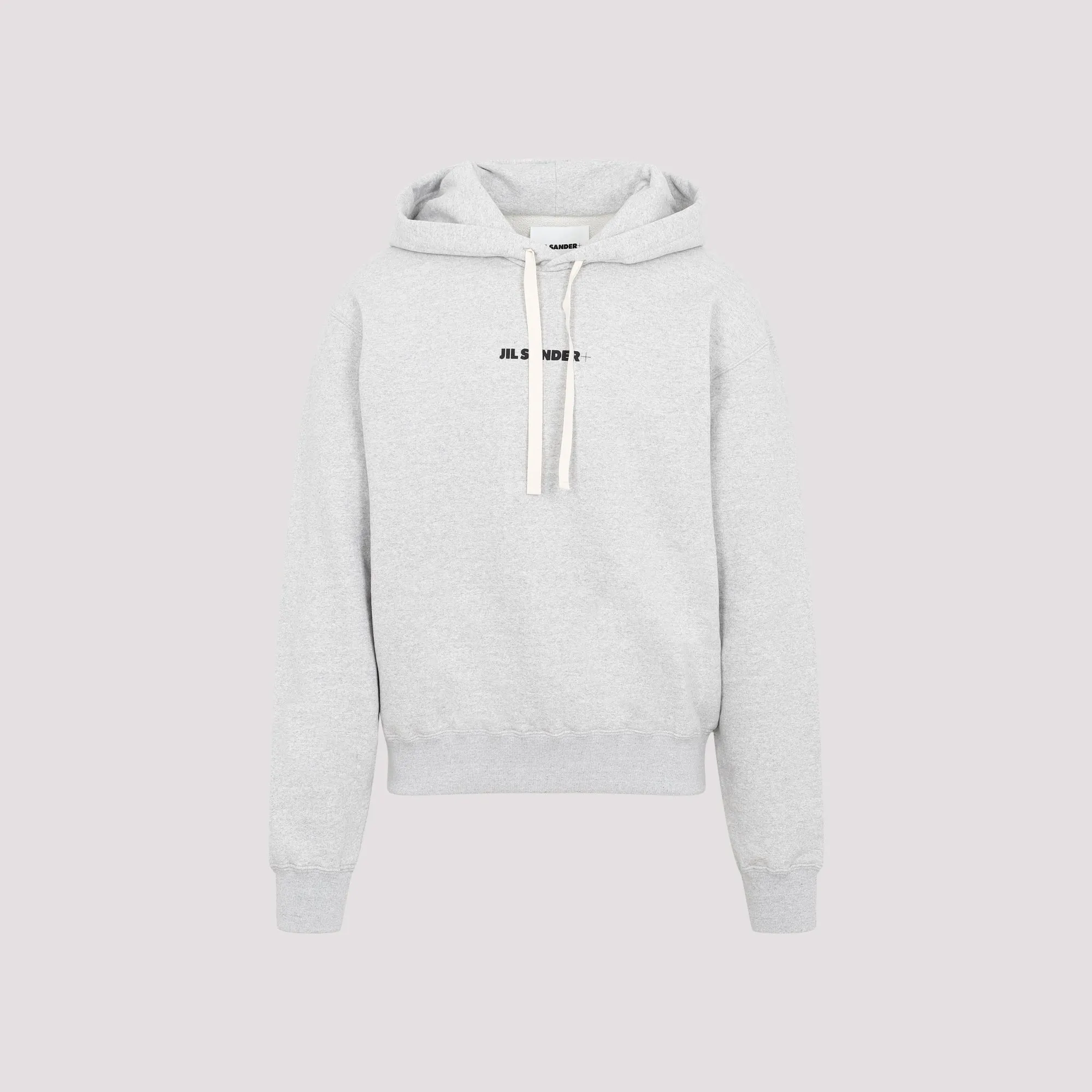 LIGHT GREY COTTON HOODIE WITH LOGO