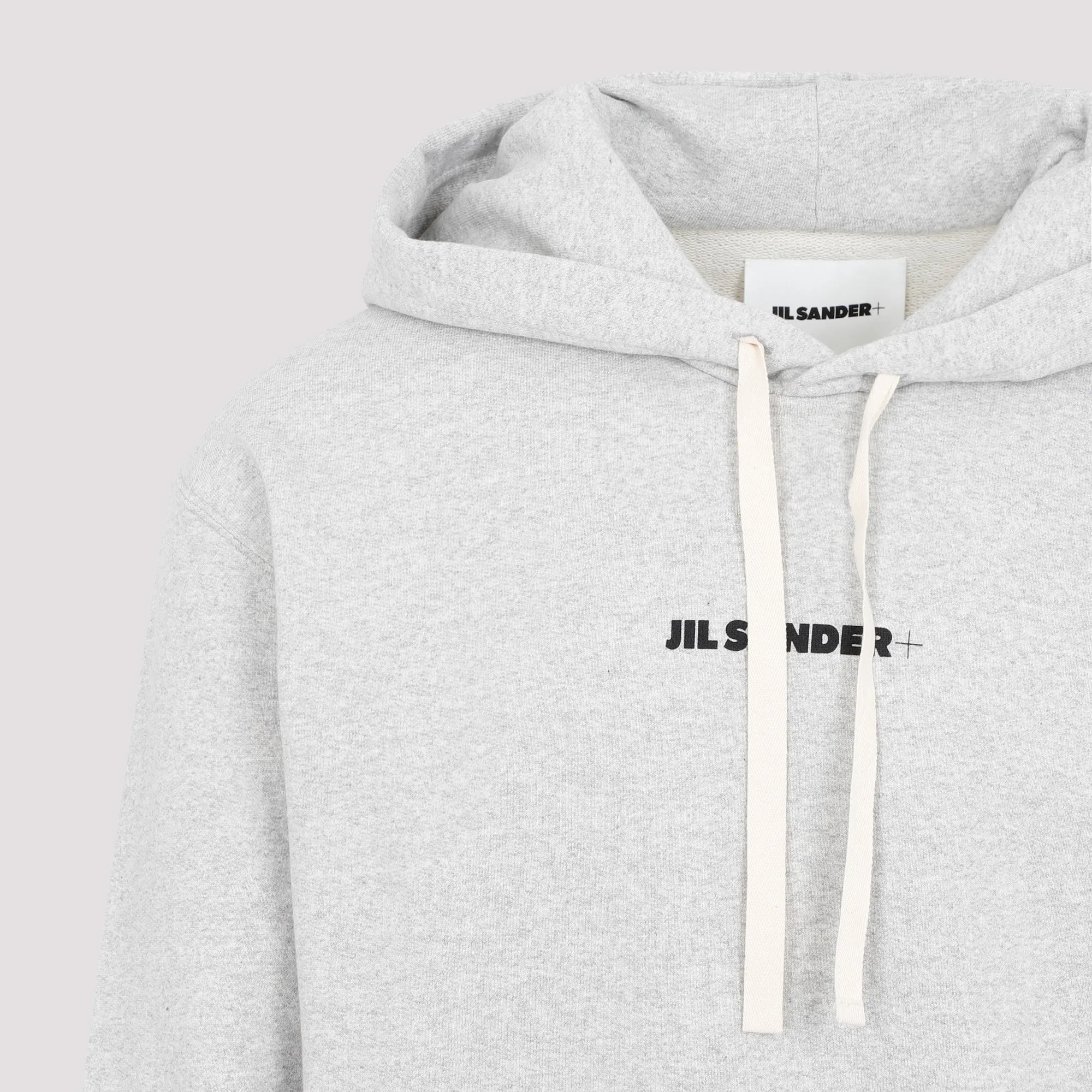 LIGHT GREY COTTON HOODIE WITH LOGO