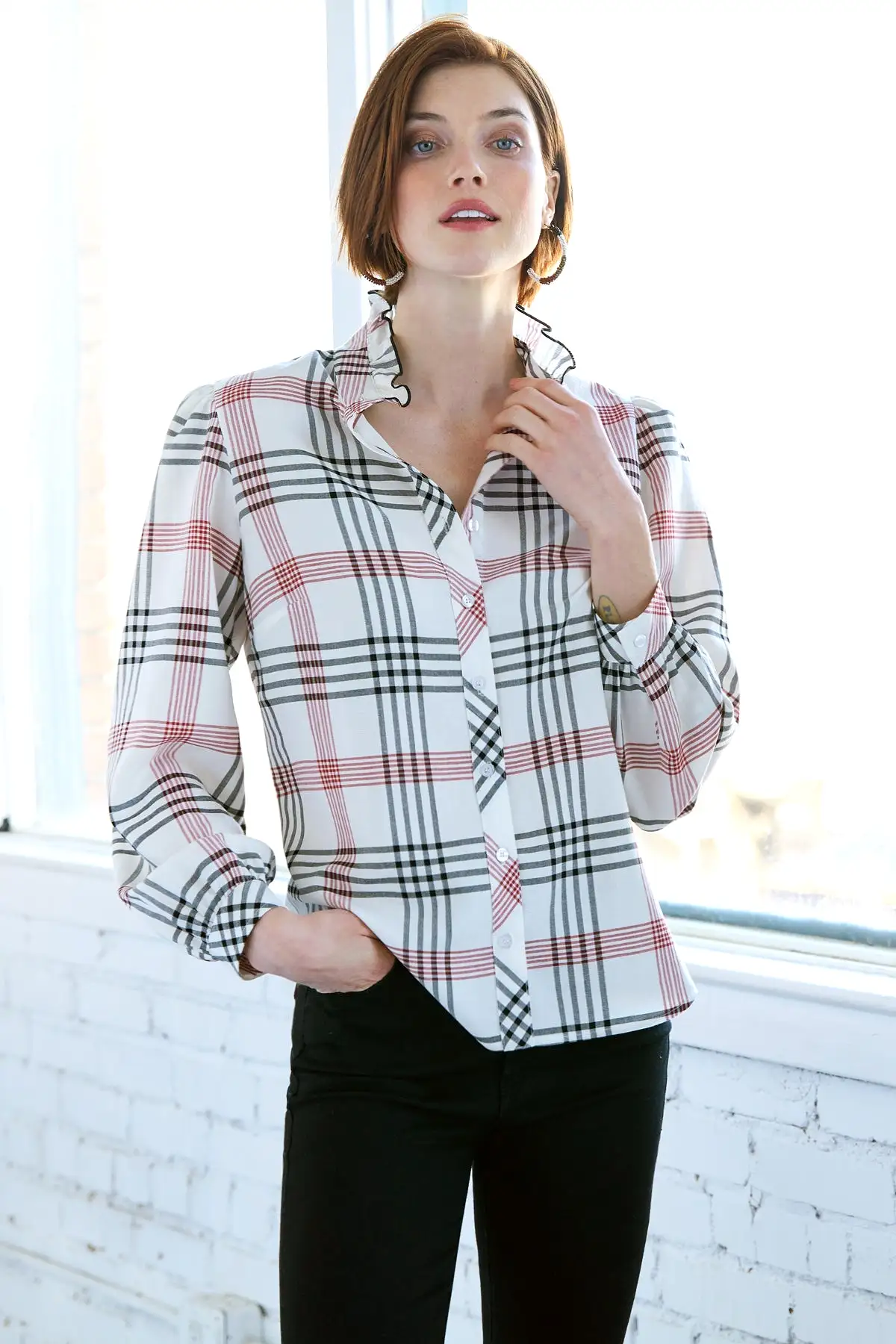 Long Sleeve Mystie Shirt Solid Silky Poplin