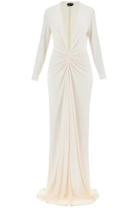 long stretch jersey evening dress ABJ803 JEX109 OFF WHITE