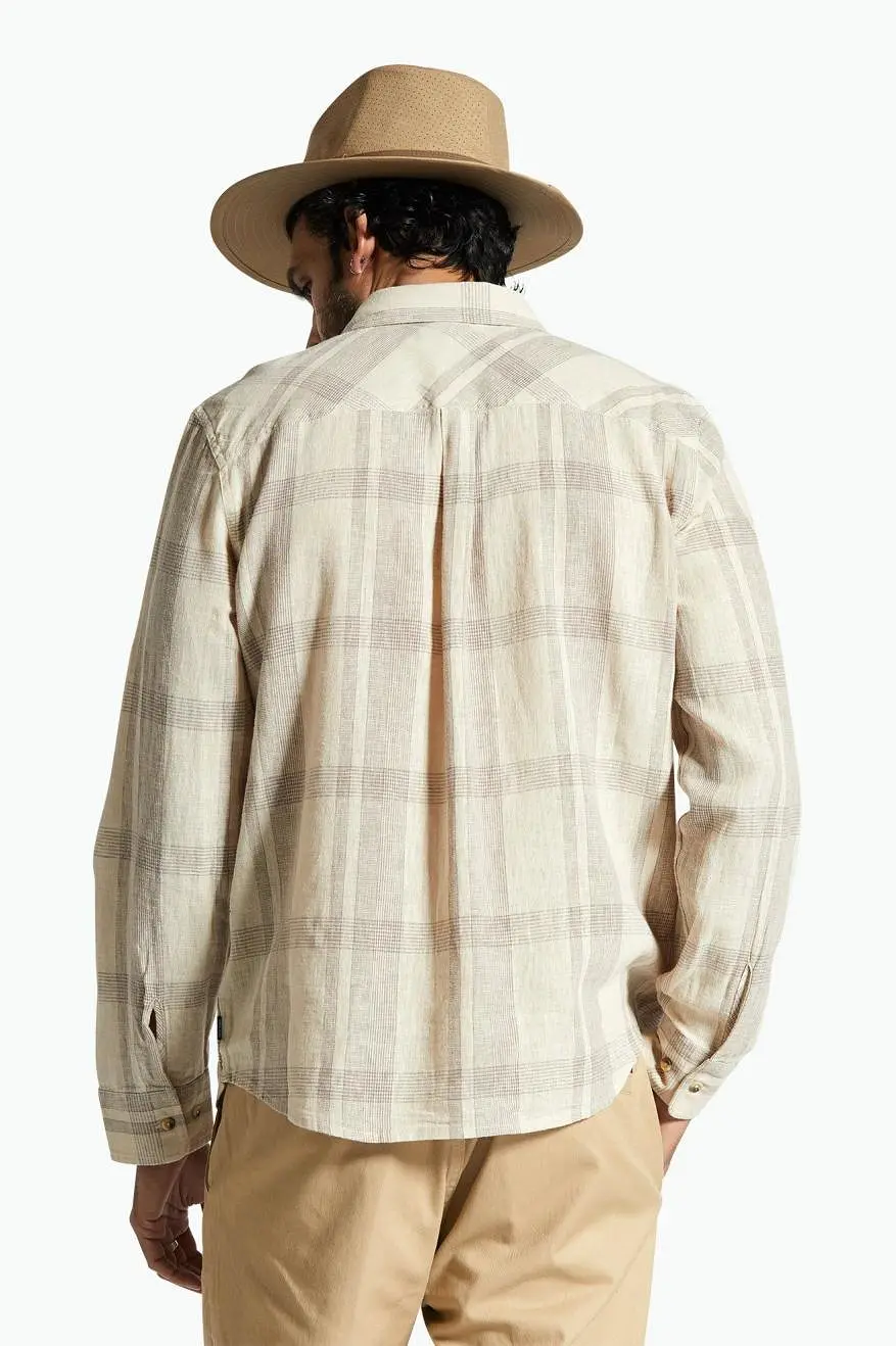 Memphis Linen Blend L/S Shirt - Whitecap/Cinder Grey