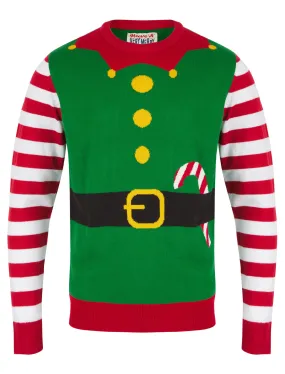 Mens Christmas Novelty Jumper Elf Costume Xmas Sweater