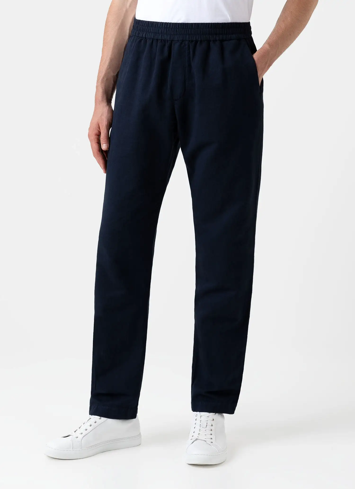 Men's Cotton Linen Drawstring Trouser in Navy