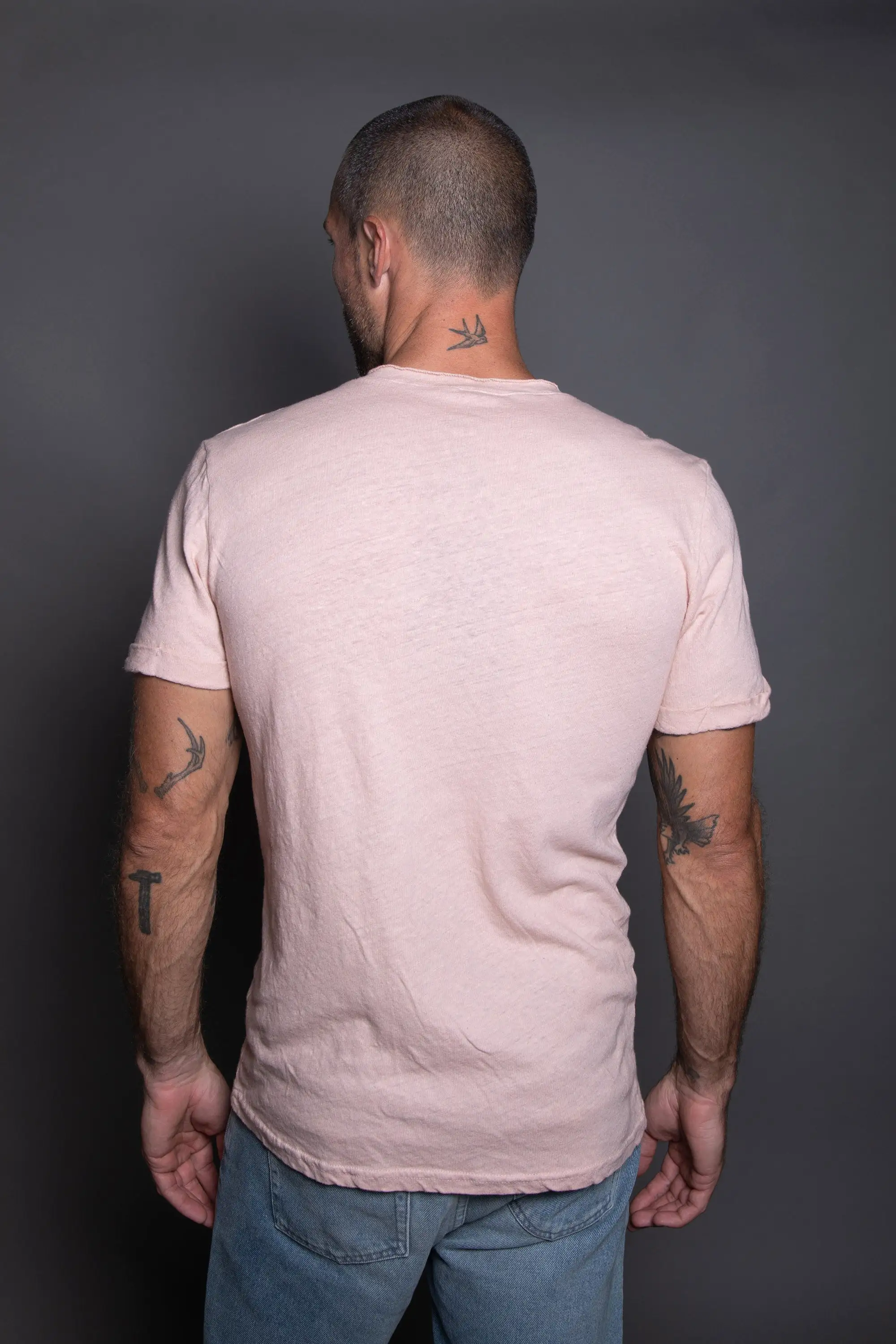 Men's Cotton Linen V-Neck Tee