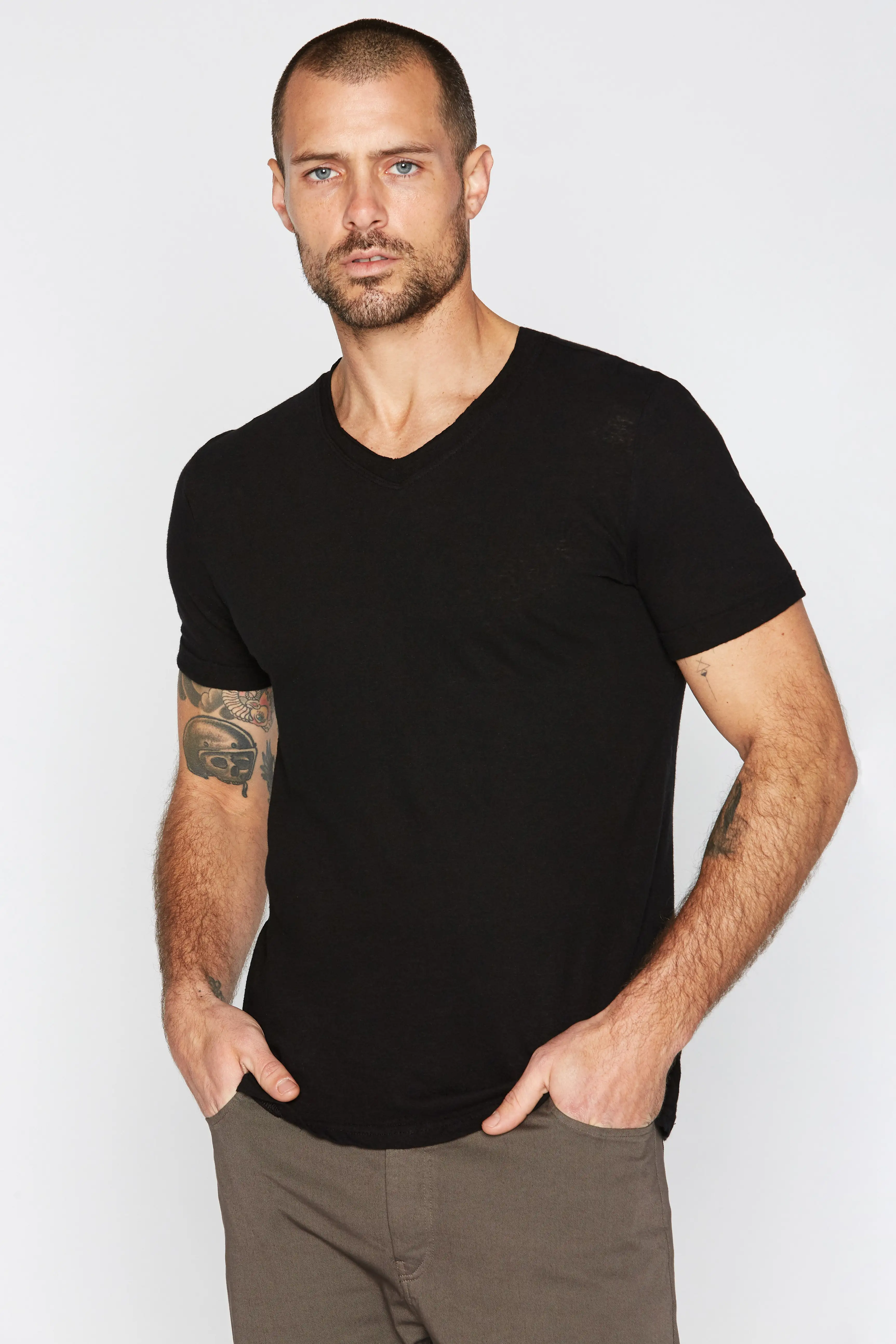 Men's Cotton Linen V-Neck Tee