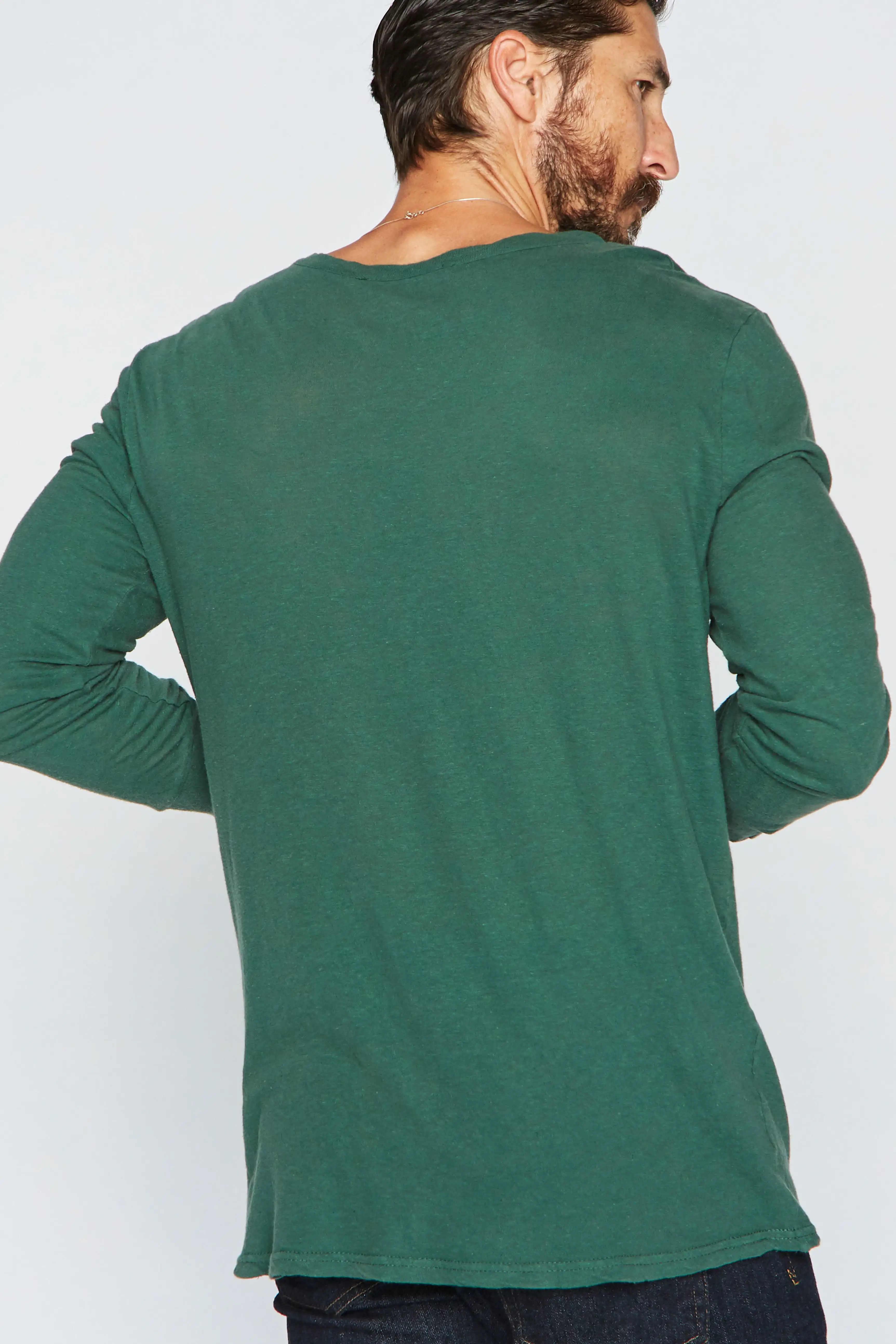 Men's Linen Blend Wide Cuff Long Sleeve Tee