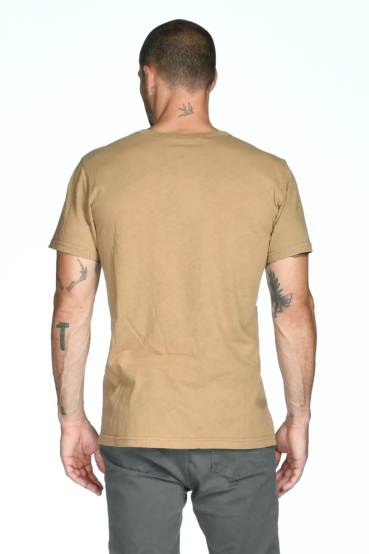 Men's Linen Blend Wide Neck Band Tee