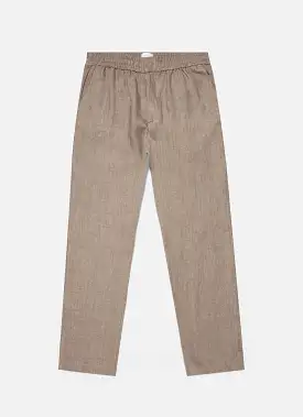 Men's Linen Drawstring Trouser in Dark Sand