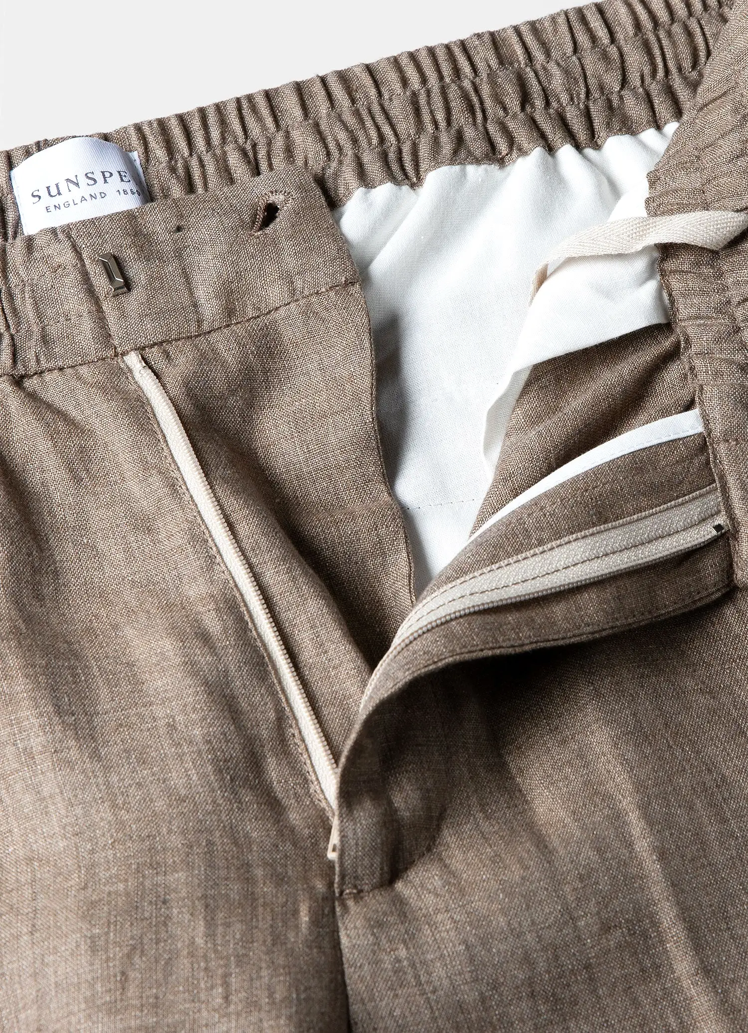 Men's Linen Drawstring Trouser in Dark Sand