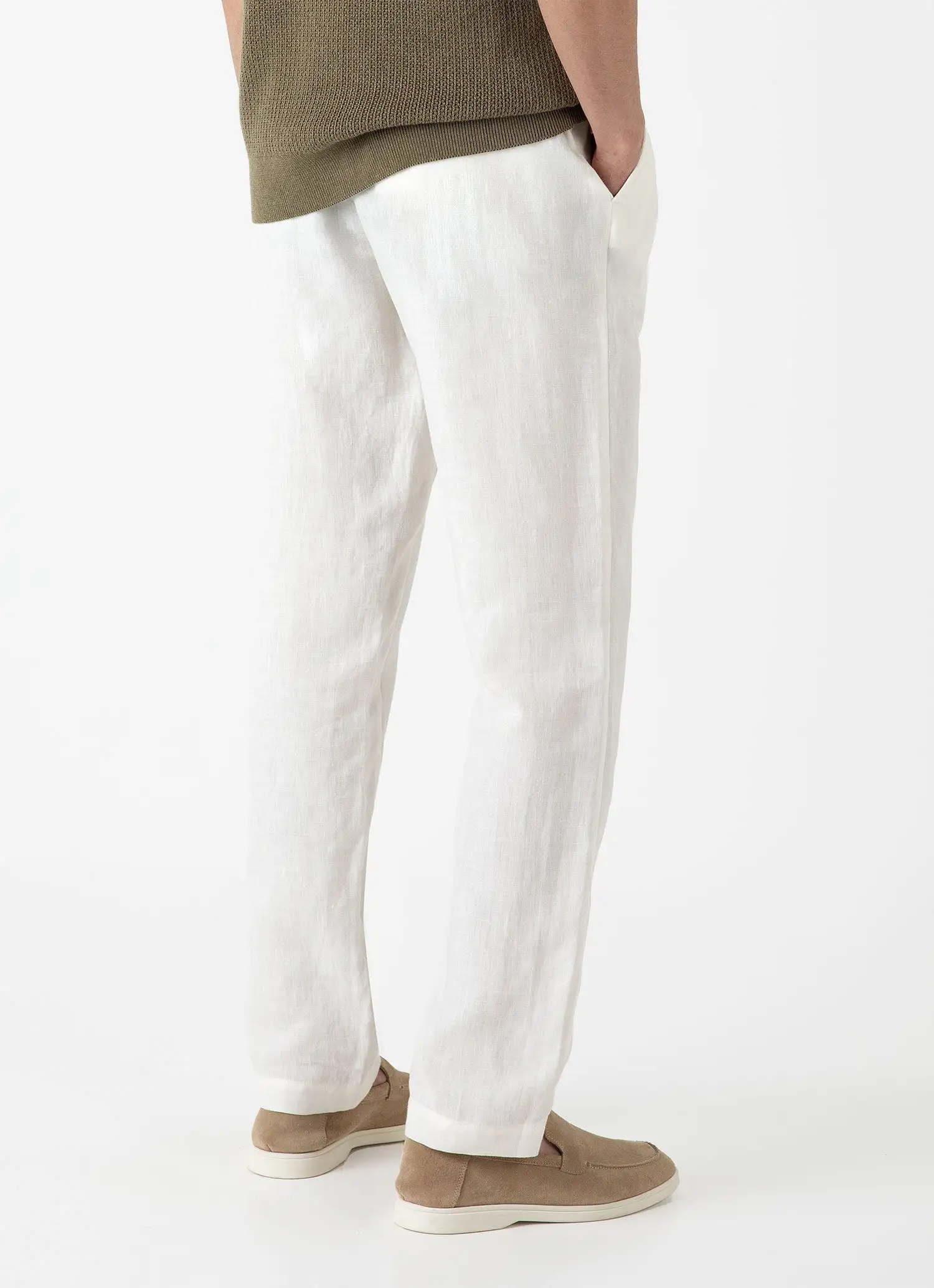 Men's Linen Drawstring Trouser in White