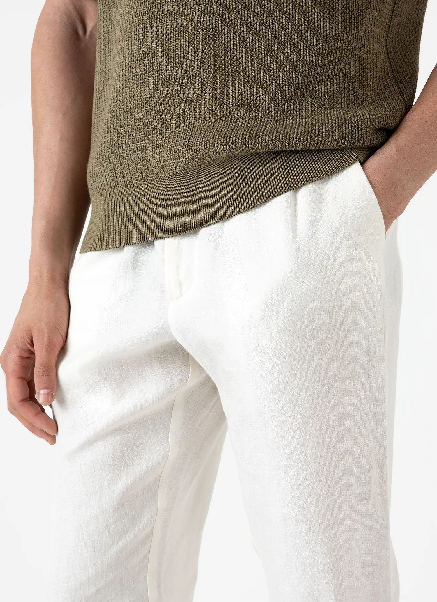 Men's Linen Drawstring Trouser in White