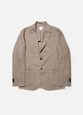 Men's Linen Unstructured Blazer in Dark Sand