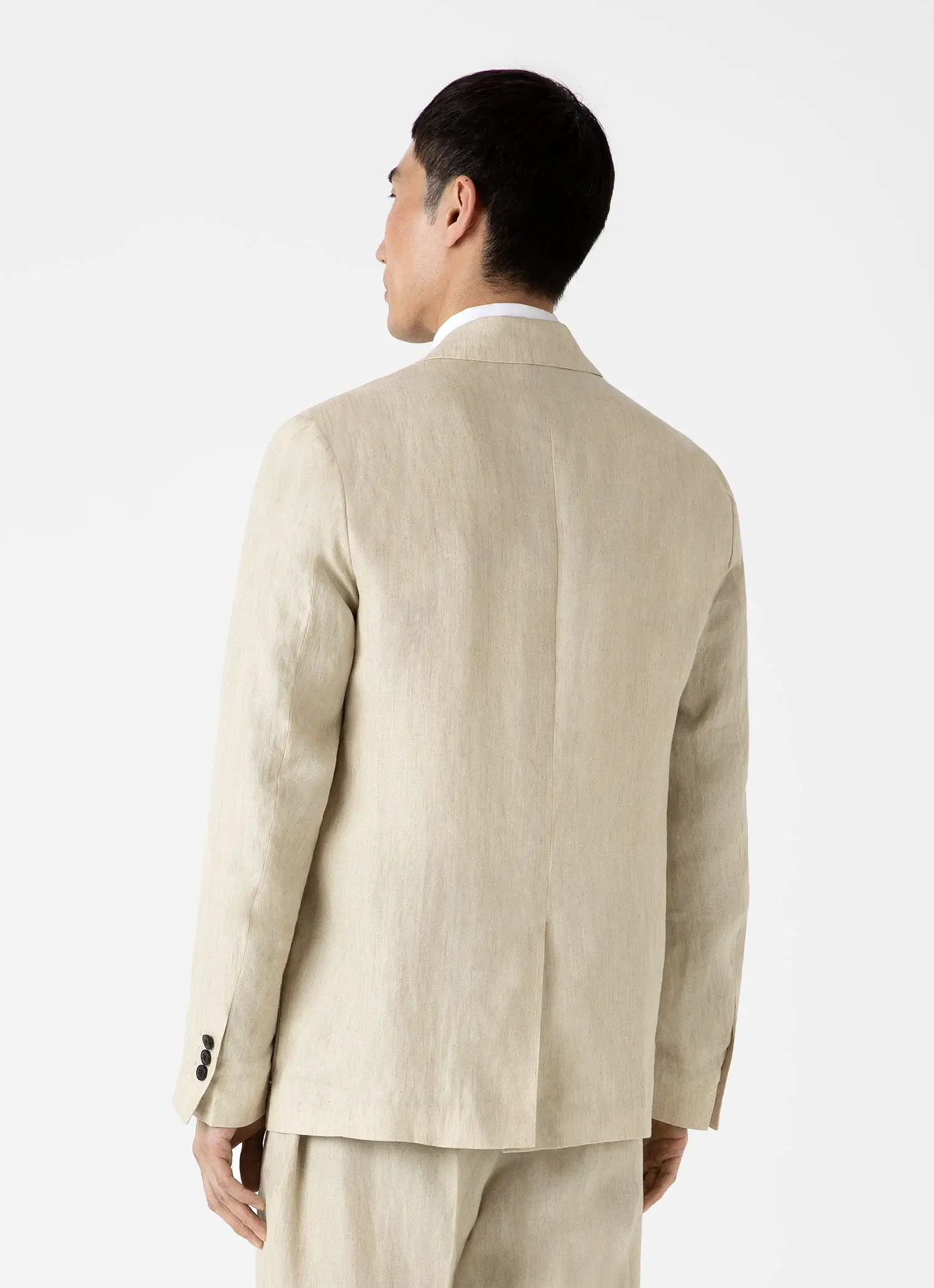 Men's Linen Unstructured Blazer in Light Sand