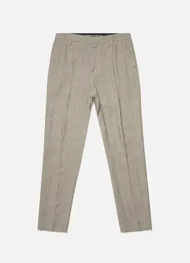 Men's Pleated Linen Trouser in Dark Stone