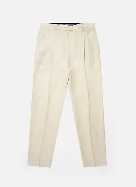 Men's Pleated Linen Trouser in Light Sand