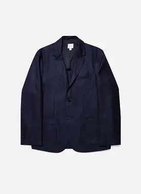 Men's Silk Linen Wool Blazer in Navy