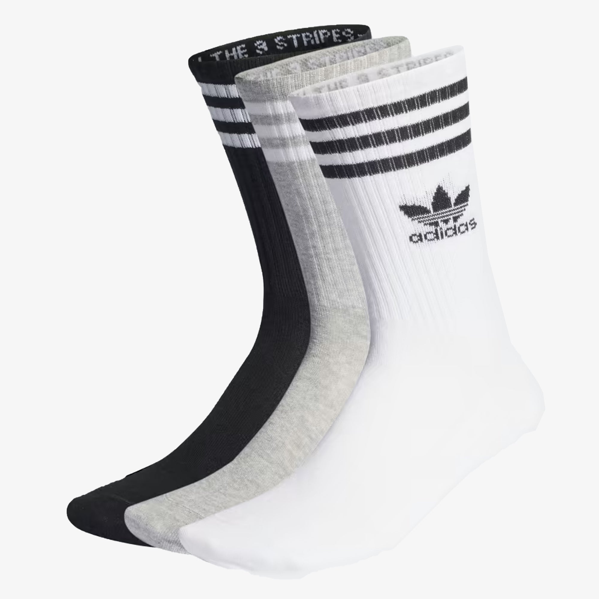 MID CUT CREW SOCKS 3 PAIRS 'WHITE/GREY/BLACK'