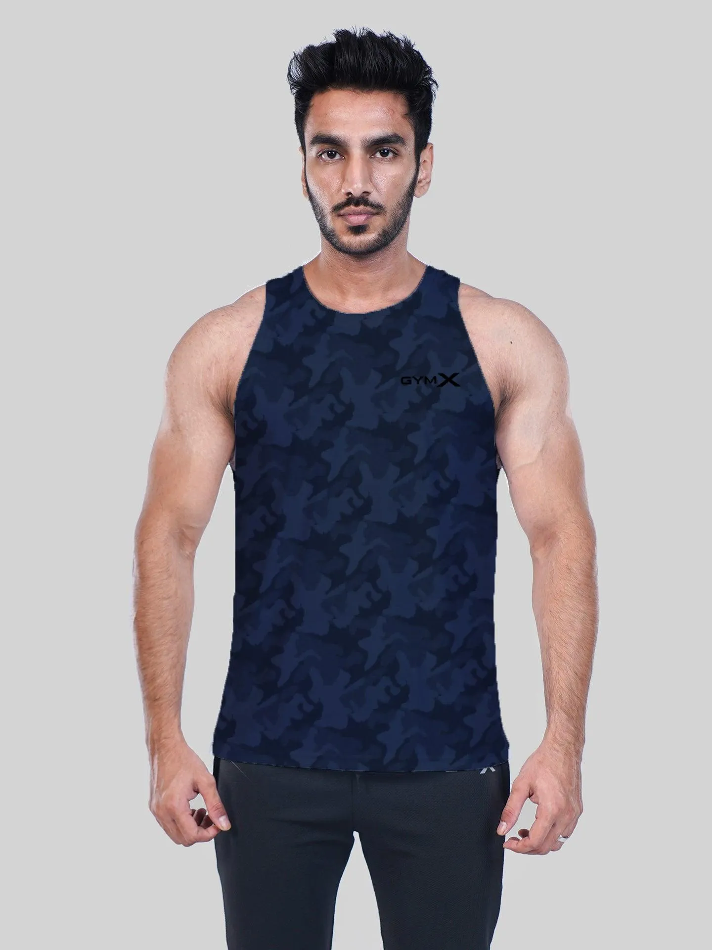 Midnight Blue Camo Stringer- Deep Arm Hole- Sale