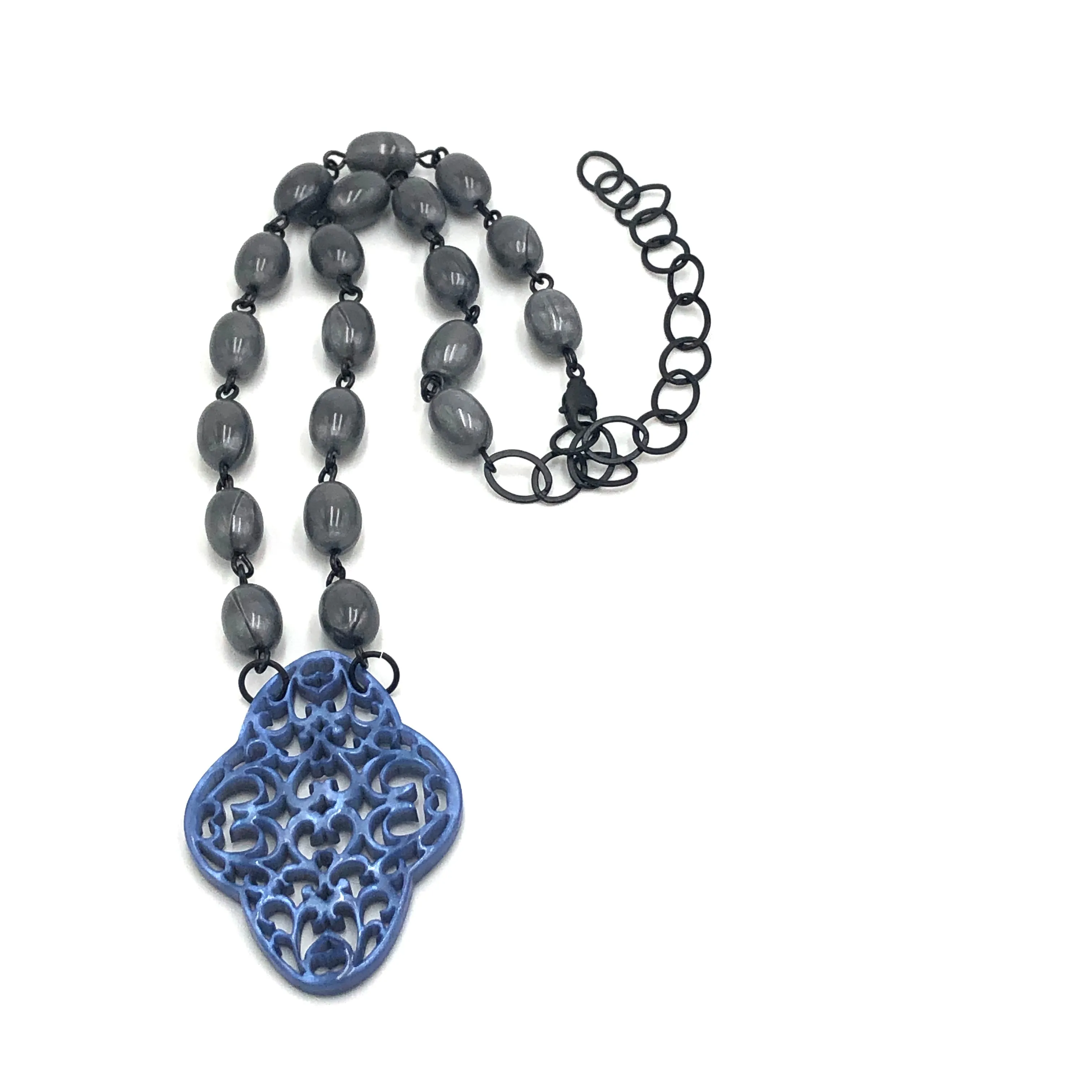 Midnight Grey & Blue Aleta Necklace