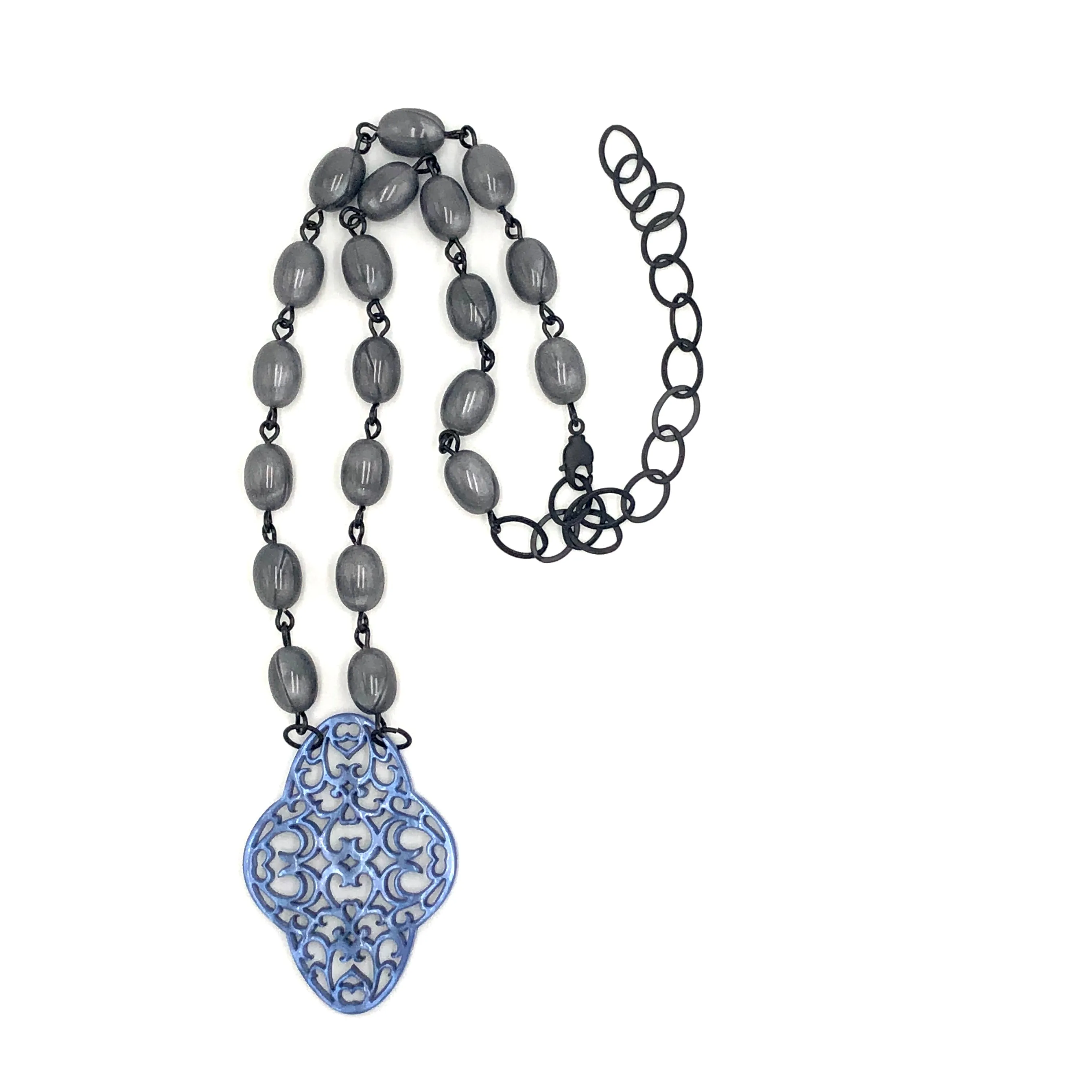 Midnight Grey & Blue Aleta Necklace