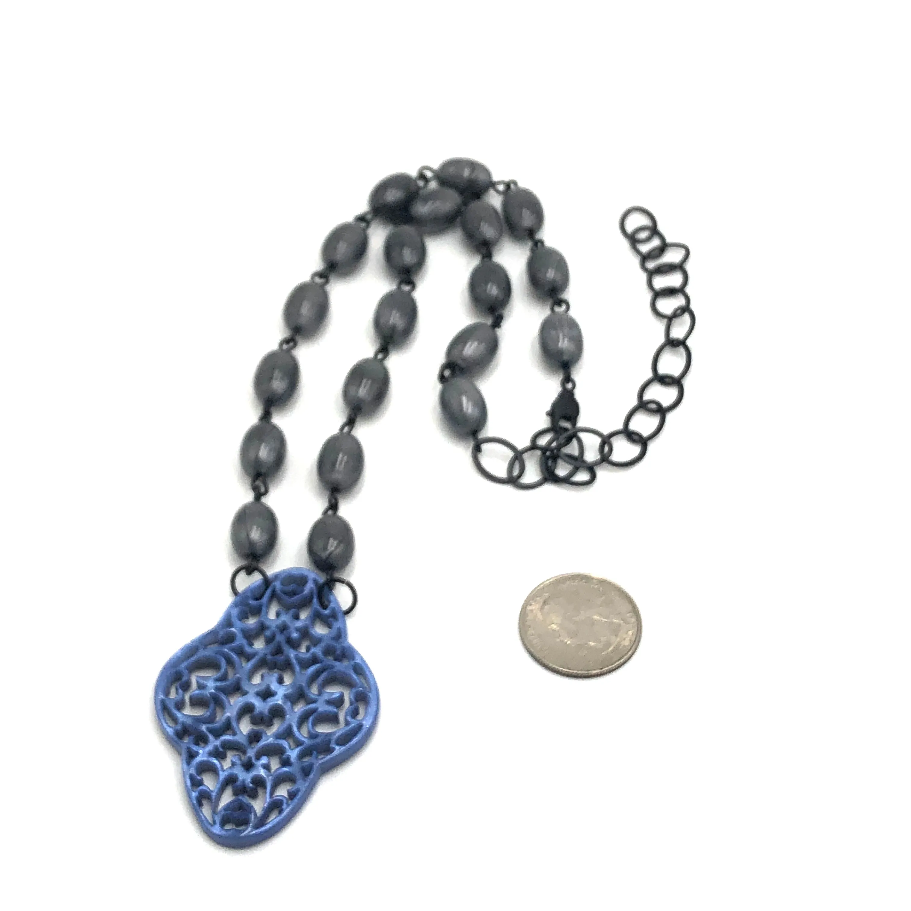 Midnight Grey & Blue Aleta Necklace