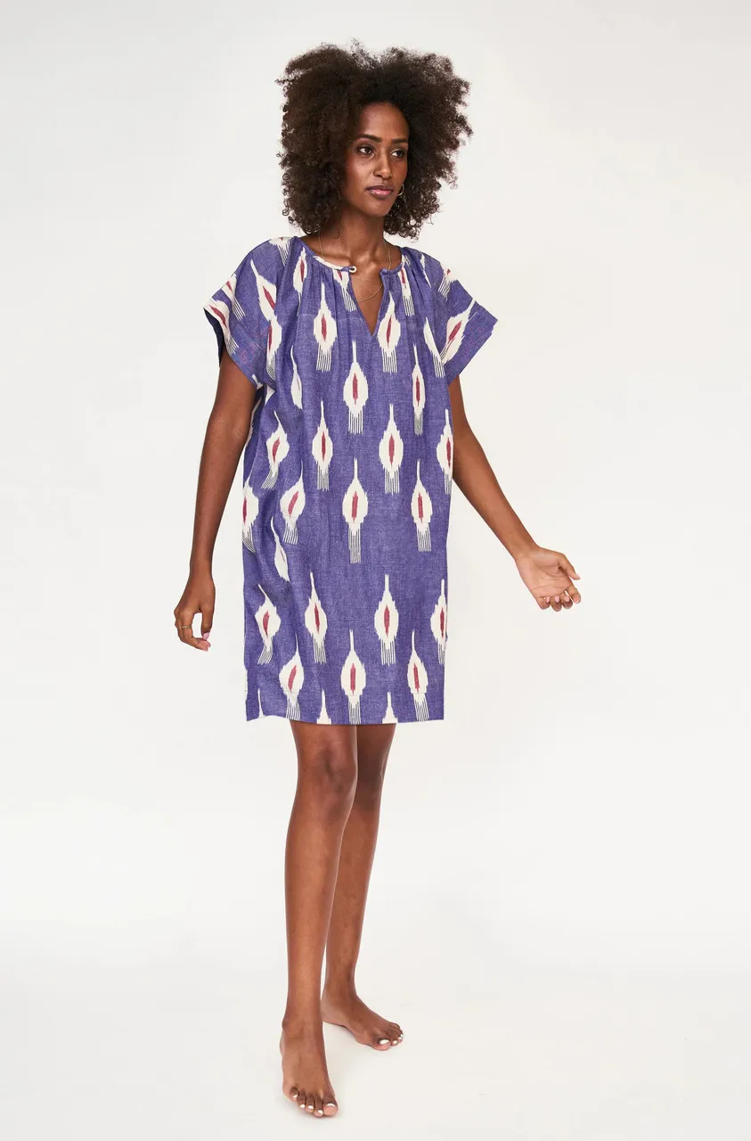 Mirth Night Dress, Nautical Ikat