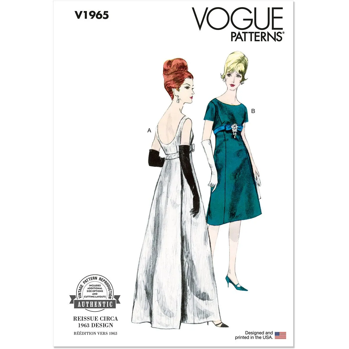 Misses One Piece Evening Dress Vogue Sewing Pattern 1965