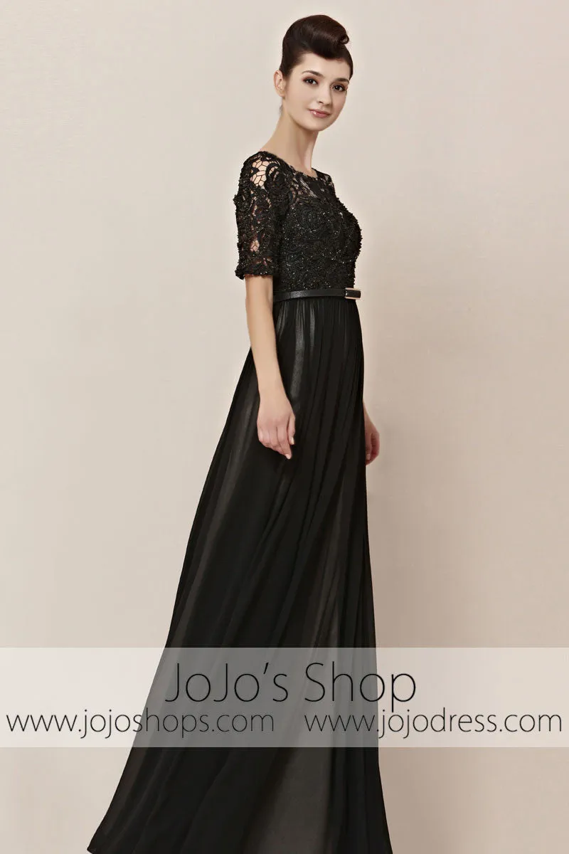 Modest Mid Sleeves Black Lace Home Coming Formal Evening Cocktail Dress CX830155