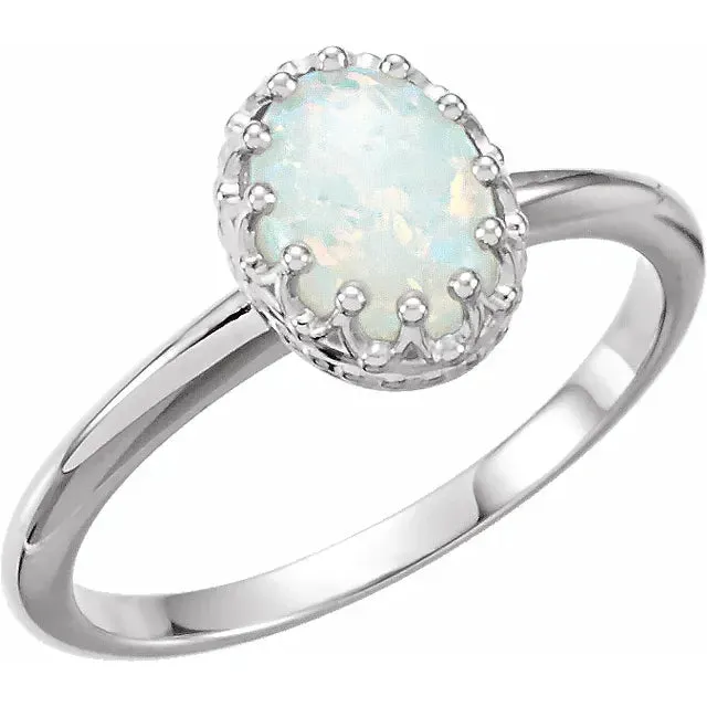 Natural Australian White Opal Royal Ring