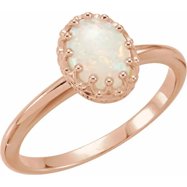 Natural Australian White Opal Royal Ring