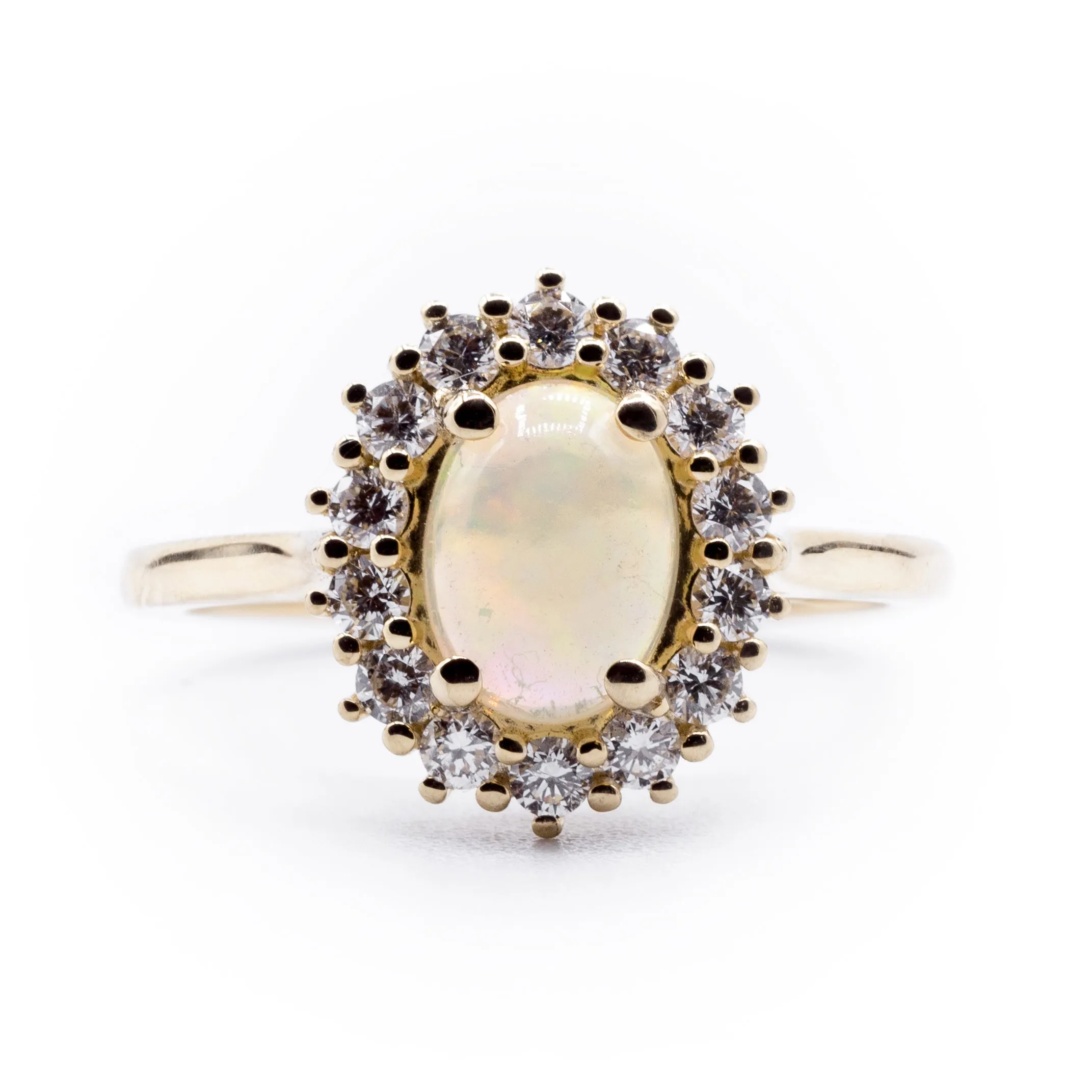 Natural Australian White Opal Royal Ring