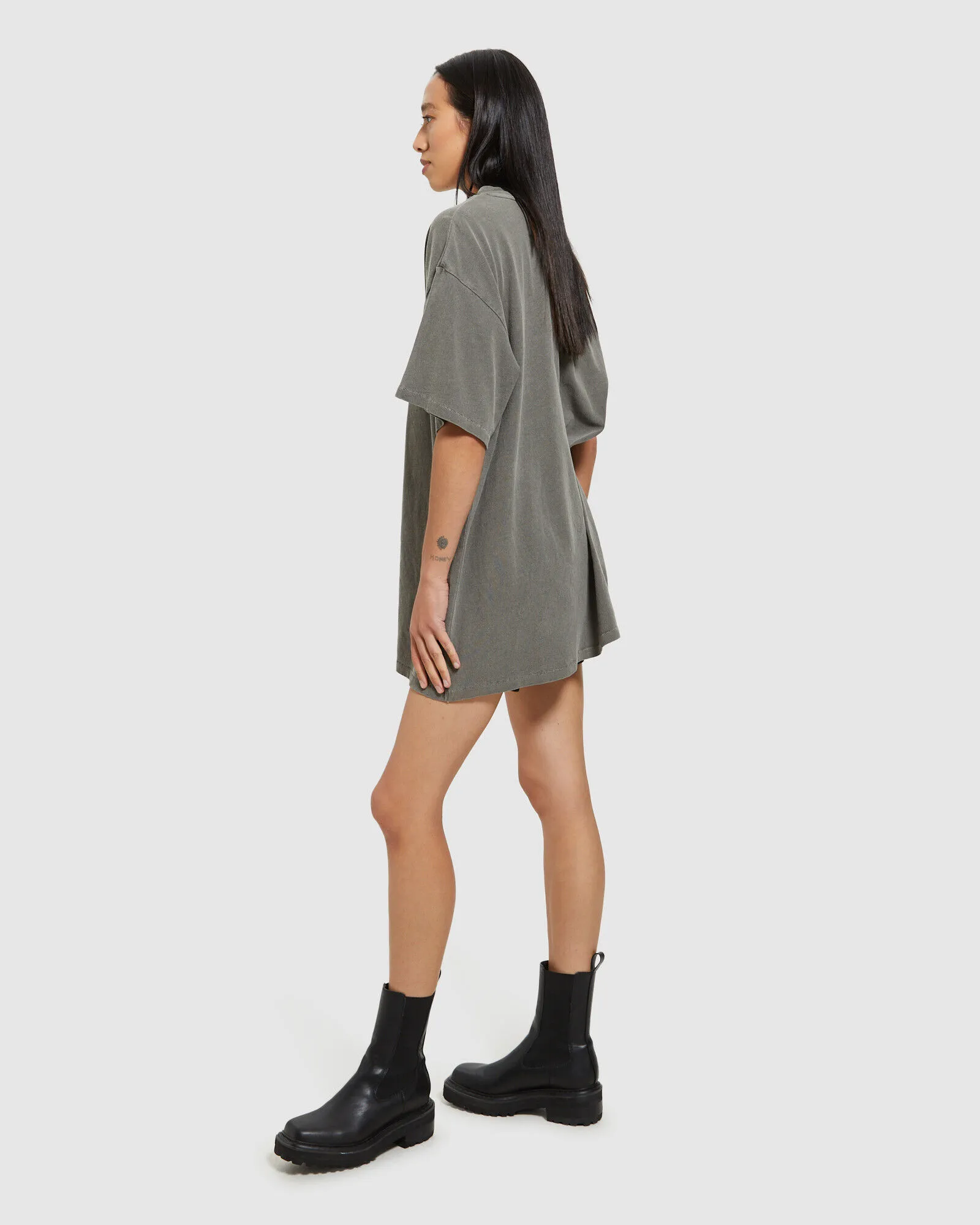 Neon Hart Night Rider Oversized T-Shirt Dress Washed Black