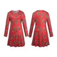 New Autumn Printed Christmas Dress - O-Neck xmas