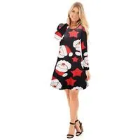 New Autumn Printed Christmas Dress - O-Neck xmas