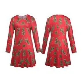 New Autumn Printed Christmas Dress - O-Neck xmas