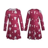 New Autumn Printed Christmas Dress - O-Neck xmas