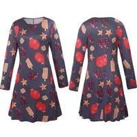 New Autumn Printed Christmas Dress - O-Neck xmas